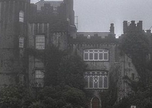 The exterior of Malahide Castle in Dublin at night