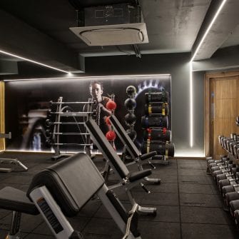 Benches beside free standing weights at Core Fitness gym